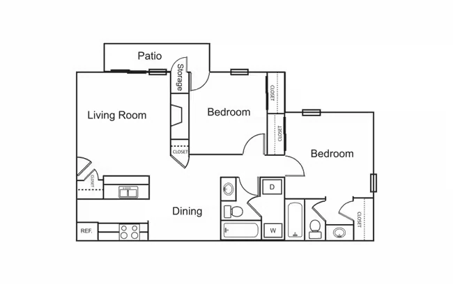 2 Bedroom / 2 Bath 3203 floor plan
